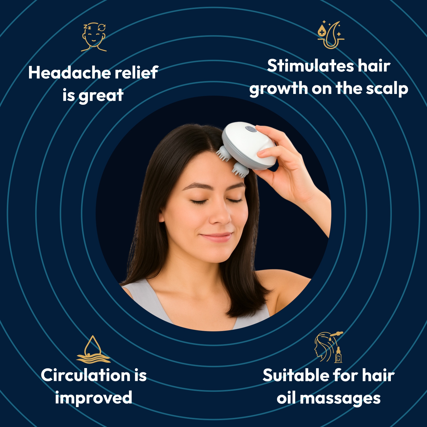 MildCares Smart Scalp Massager For Hair Growth & Stress Relief | Waterproof Head Massager